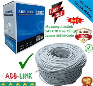 Dây Cáp Mạng ADBLink Cat5E UTP Copper 8 Sợi Đồng 305M / Cuộn ( Màu Trắng )