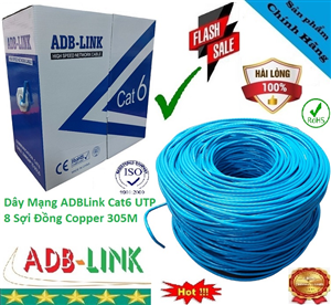 Dây Cáp Mang ADBLink Cat6 UTP 305M Cuộn ( Màu Xanh )