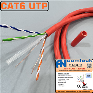 Dây cáp mạng Cat6 UTP lõi đồng nguyên chất chuẩn 23AWG chính hãng Ancomteck