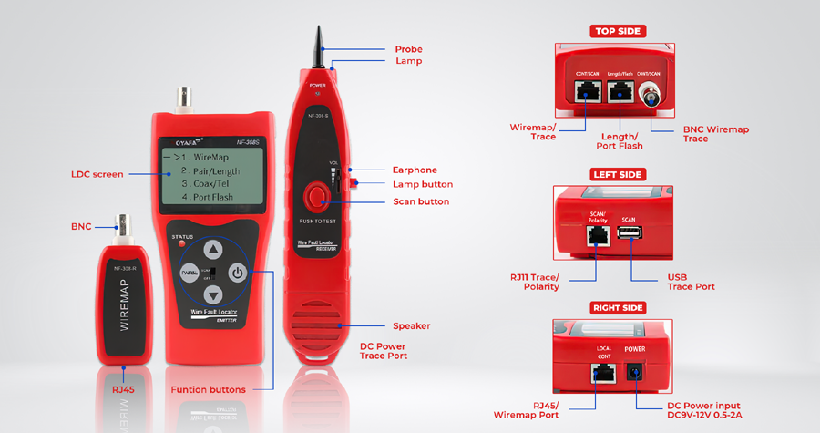 Máy test mạng Noyafa NF-308S test Lan, Tel, BNC, dò dây mạng chính hãng