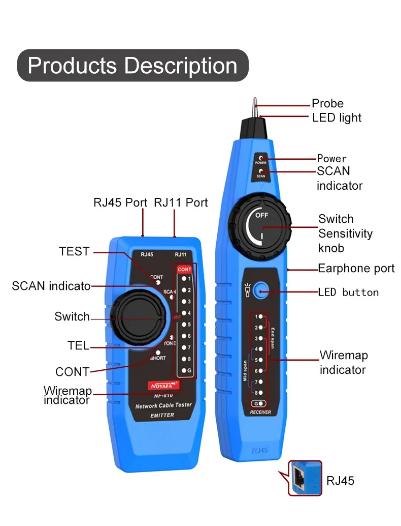 NF-810 Máy Kiểm Tra dò dây Mạng, Test Poe chính hãng NOYAFA