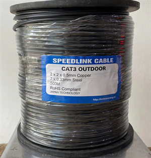 Dây cáp thoại CAT3 ngoài trời kèm cường lực SPEEDLINK 500m/ cuộn