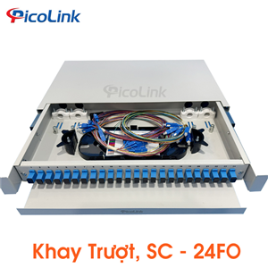 Hộp phối quang 24FO Picolink PL-24TFO-SC, Khay trượt SC lắp tủ rack 19