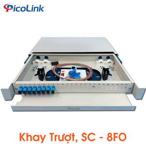 Hộp phối quang 8FO Picolink PL-8TFO-SC, Khay trượt SC lắp tủ rack 19