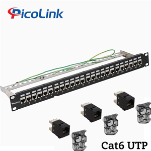 Thanh đấu nối Patch Panel 24 cổng Cat6 UTP 1U PicoLink P/N: PL-U1U24P -C6