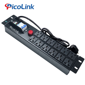 Thanh nguồn PDU Đa năng 12 ổ cắm ngang 32A dùng cho tủ mạng, Picolink PL-12D-32A