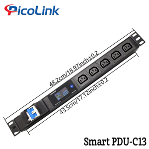 Thanh nguồn PDU Đa năng 5 ổ cắm C13 Vôn kế kỹ thuật số